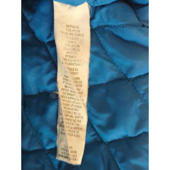LL Bean Winter Warmer Jacket Womens Large Petite Blue Sherpa Fleece Coat Hooded - Picture 6 of 9